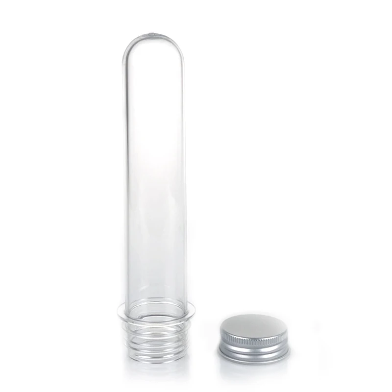 10pcs lab 70ml PET Test Tube Bottle Screw Caps Transparent Cylindrical Plastic Refillable Bottle For Mask Candy Storage