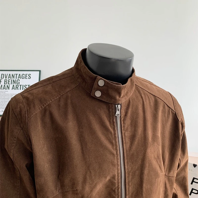 Urban Luxe Men's Suede Jacket: Romantic Paris-Inspired Craftsmanship - Dark Chocolate Minimalist Layer with Contrast Accents​