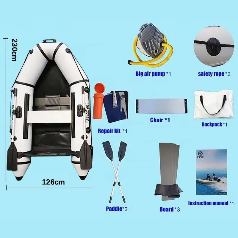 PVC Infla Raft Sailboat 2 Person Assault Boat Adult Heavy Kayak Wear-Resisting Hovercraft Dinghies