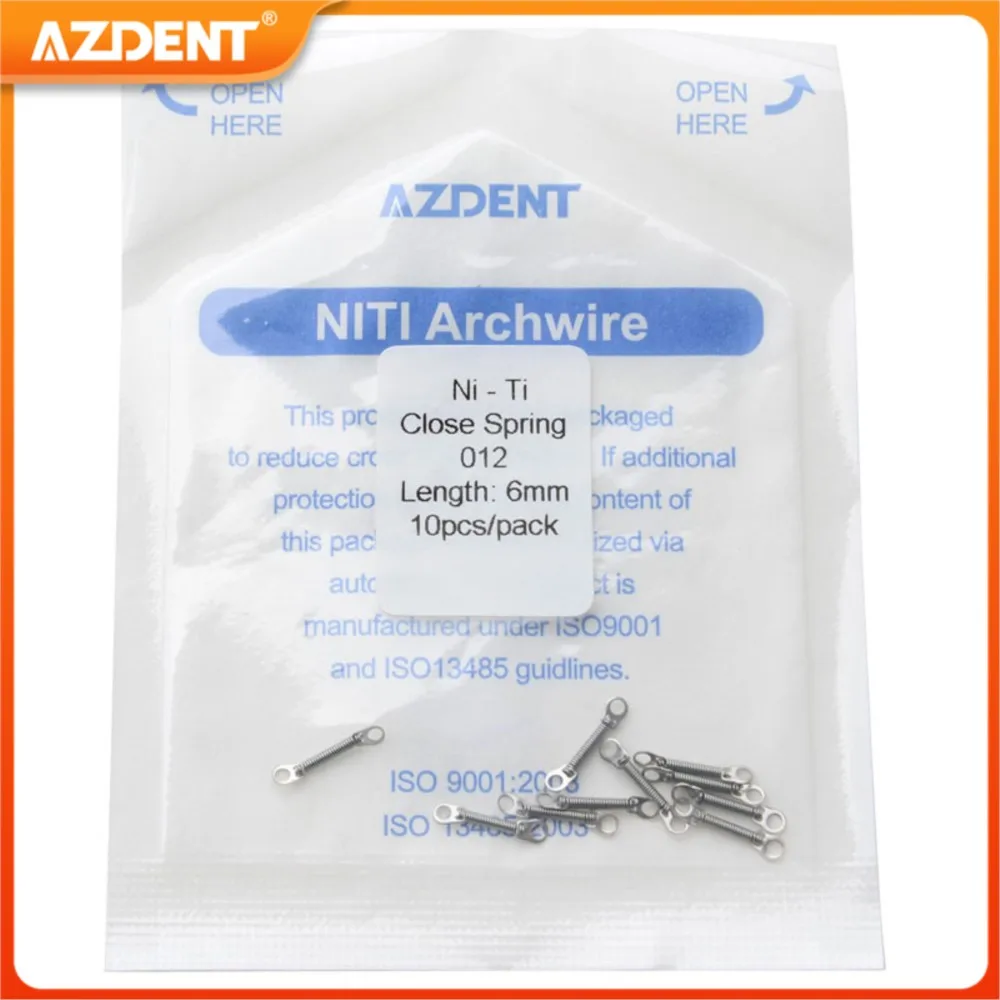 

10pcs/Pack AZDENT Dental Orthodontic Close Spring Coil Niti Anterior Teeth Tooth Torque with Big Pull Ring Size 0.010/0.012