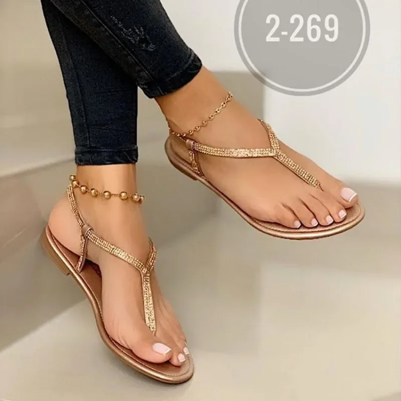 

Summer Sandals for Women Fashion Pointed Toe Flats Women's Casual Sandals Ladies Flip Flops Roman Low Heel Woman Sandalias