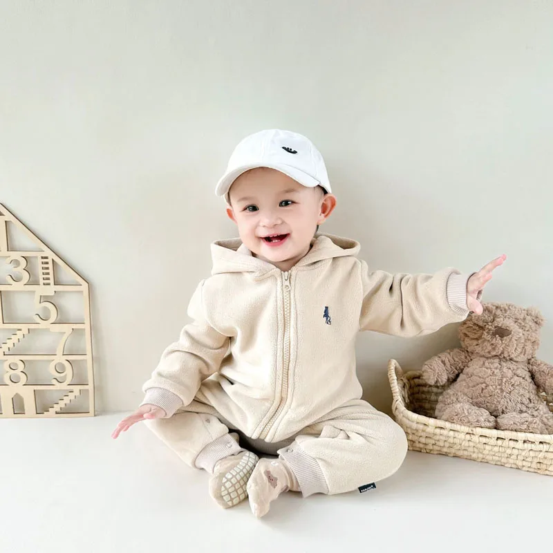 IYEAL ربيع الخريف طفل الفتيان فتاة سماكة السروال القصير المولود الجديد الدافئة الصوف مقنعين السروال القصير الوليد بنين بنات بذلة #6