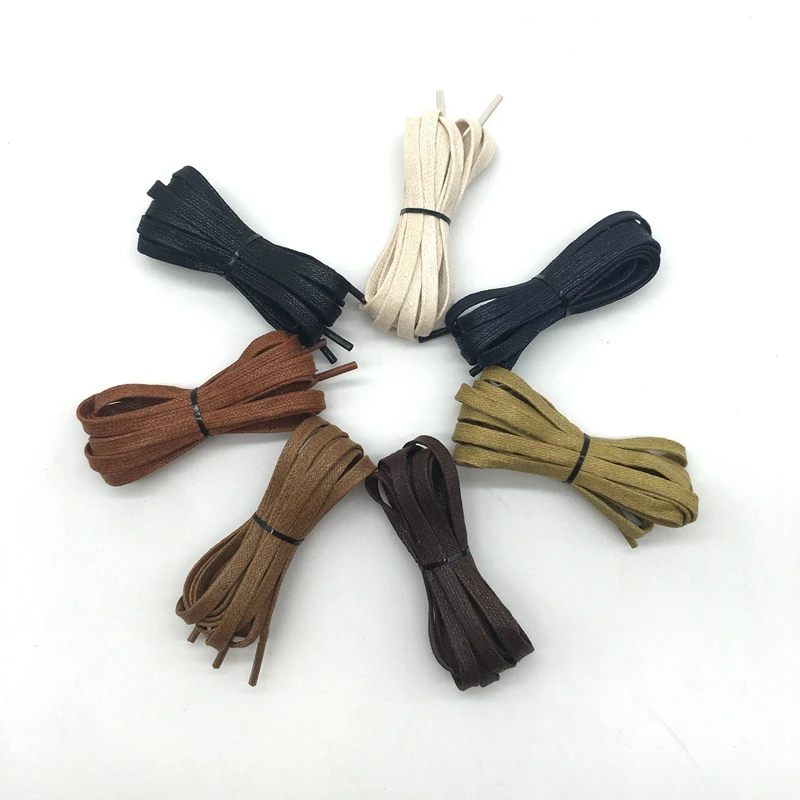 1 Pair Waxed Flat Shoelaces Leather Waterproof Casual Shoe Laces Unisex Boots Shoelace Length 60 80 100 120 140 160 180CM