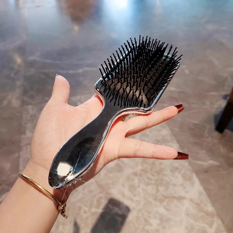 High-quality Appearance Long-handle Air Cushion Comb with Artificial Diamonds for Home Use, Anti-tangle and Anti-static Comb