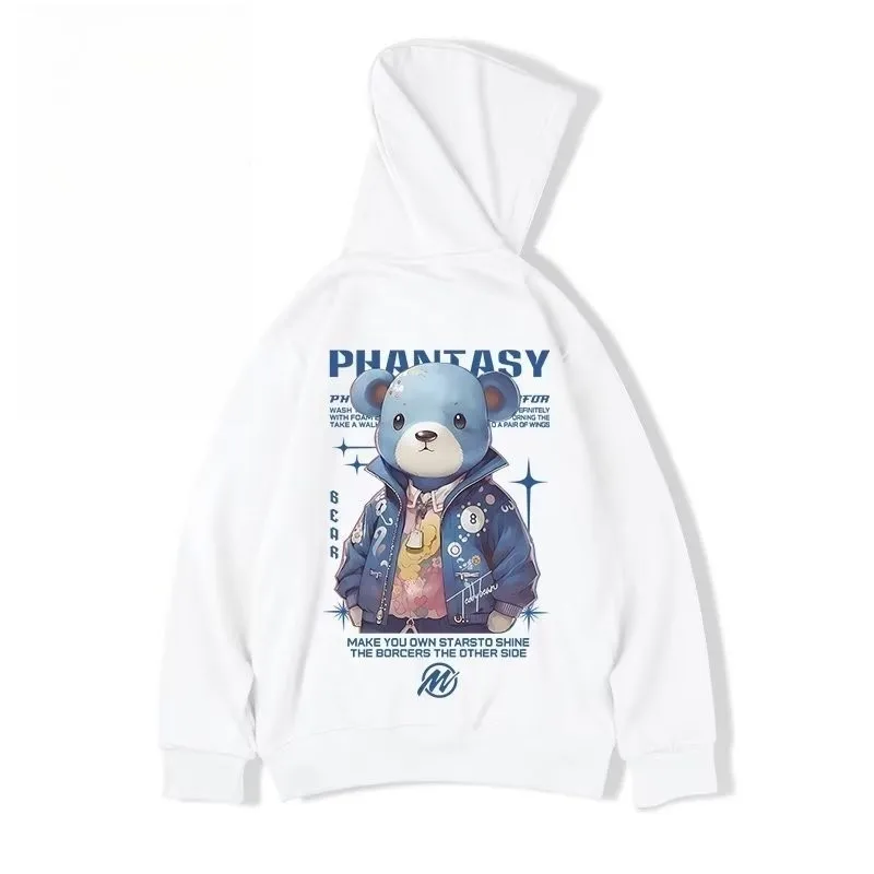 M-8XL الثقيلة هوديي الدب المرصع بالنجوم طباعة النمط الأمريكي العصري الخريف / الشتاء هوديي ملابس الزوجين