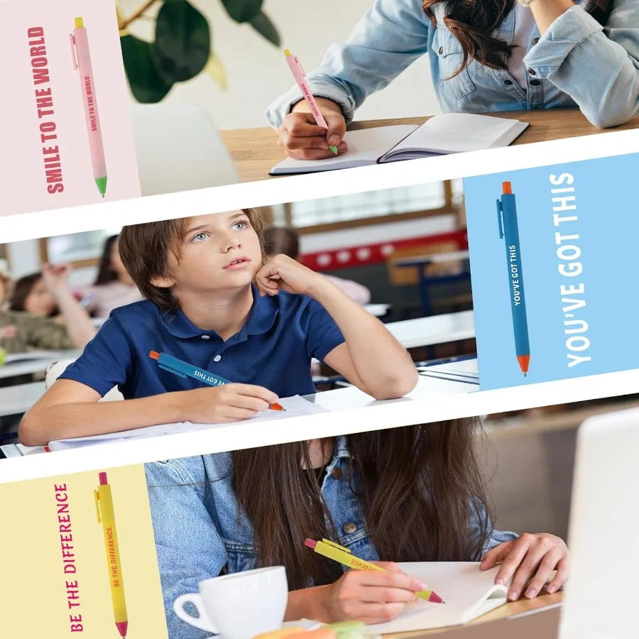 12 szt. Motywacyjnych długopisów z wkładem kulkowym z pozytywnymi afirmacjami, zabawne długopisy z inspirującymi cytatami do biura, szkoły, domu, dla dzieci.