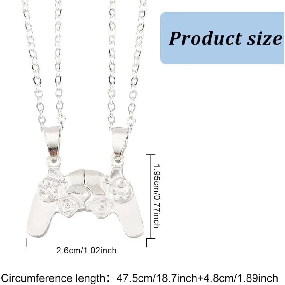 4 Pcs 2 Colors Game Controller Necklaces Matching Pendant Necklaces Alloy Recreation Console Handle Necklace Golden