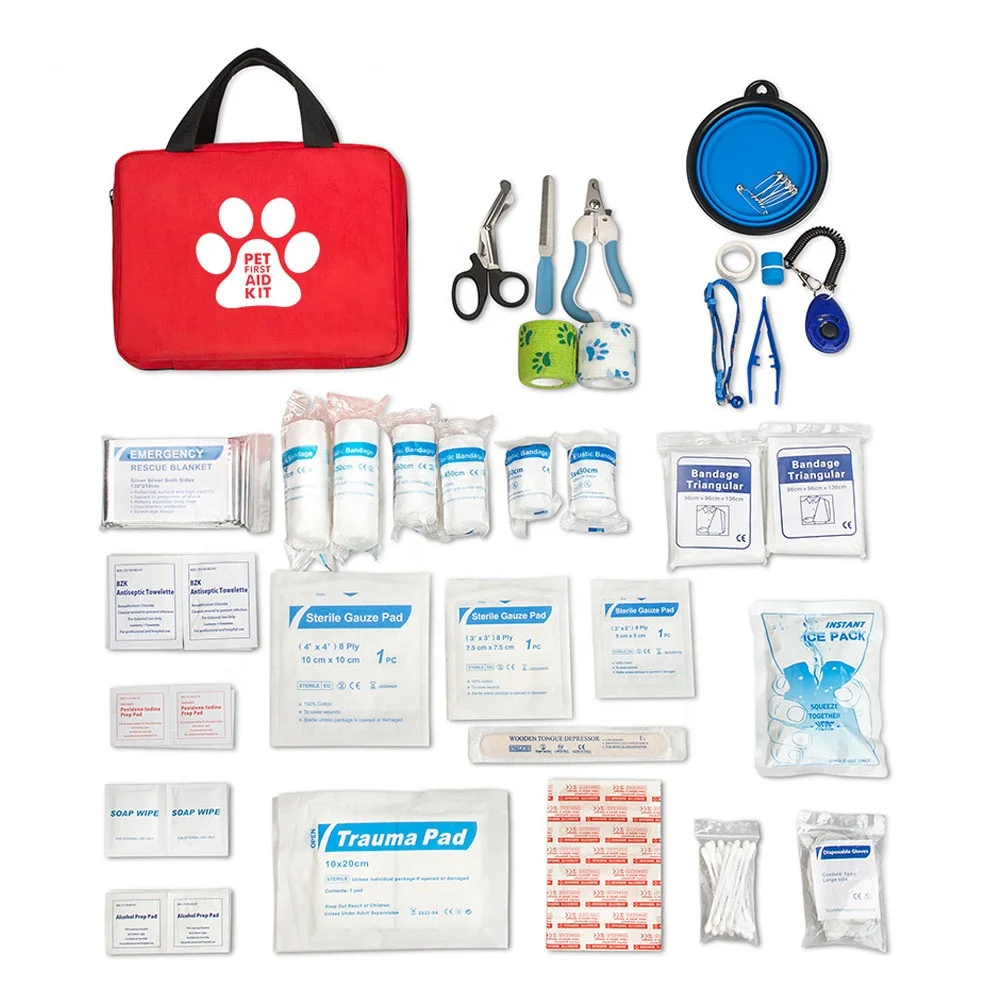 New Design 2 In 1 Vet Pet Horse Veterinary Animal dog First Aid Trauma Kit 103 Pieces Set Dog Cat Care Kit Training Accessories