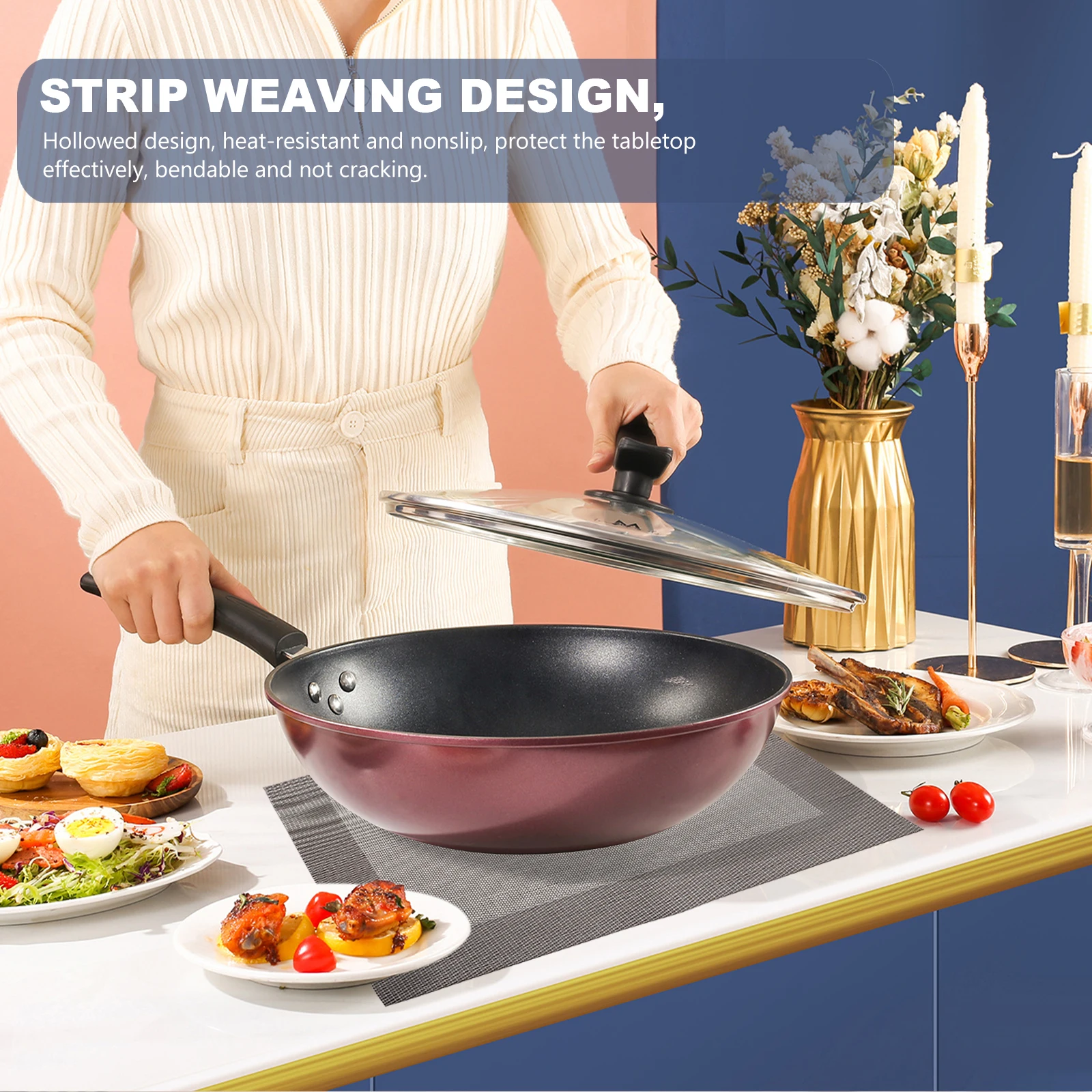 

6 Pcs Thermal Insulation and Anti-scalding Table Mat Rectangular Place Outdoor Placemats Cup Washable Pvc