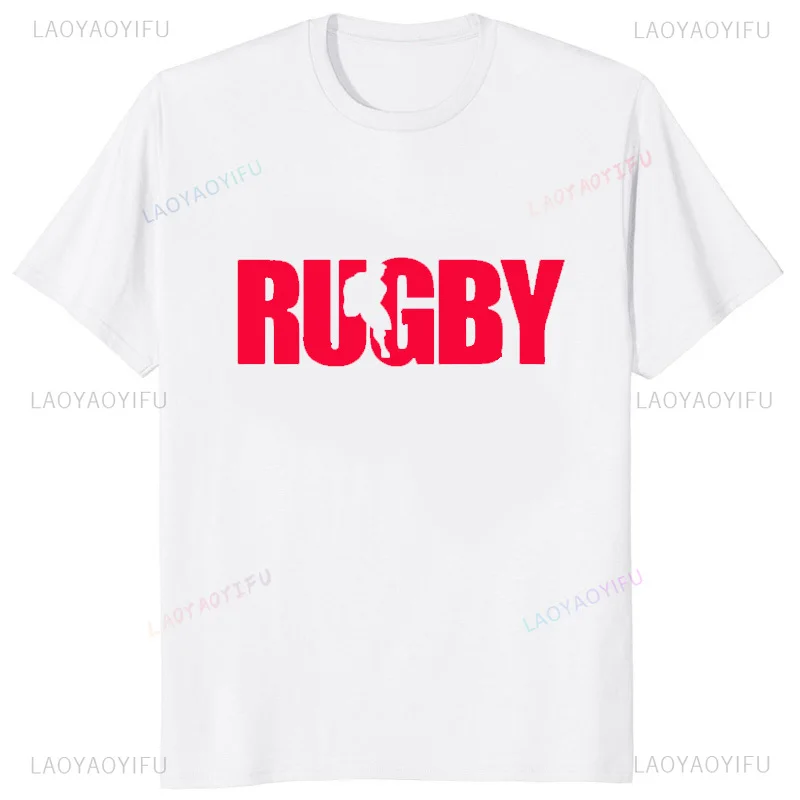 New Arrival Player Running with Rugby Ball Graphic Printed Tshirt Rugby Fan Dad Brother Uncle Mens T Shirt Streetwear Soft Tees