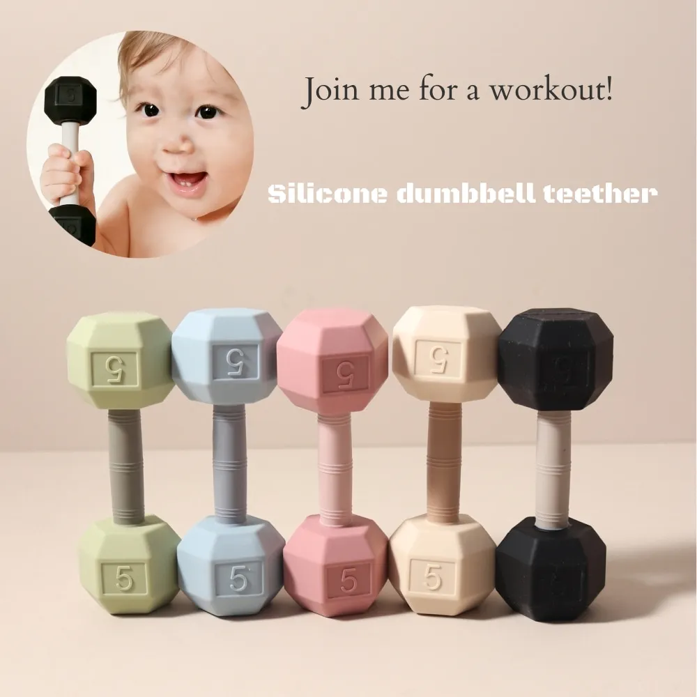 

New hand multicolor Silicone Baby Ring Teether Anxiety Teething Toys 0-12 Months Chew Beads Sensory Gum Relief Soother Baby