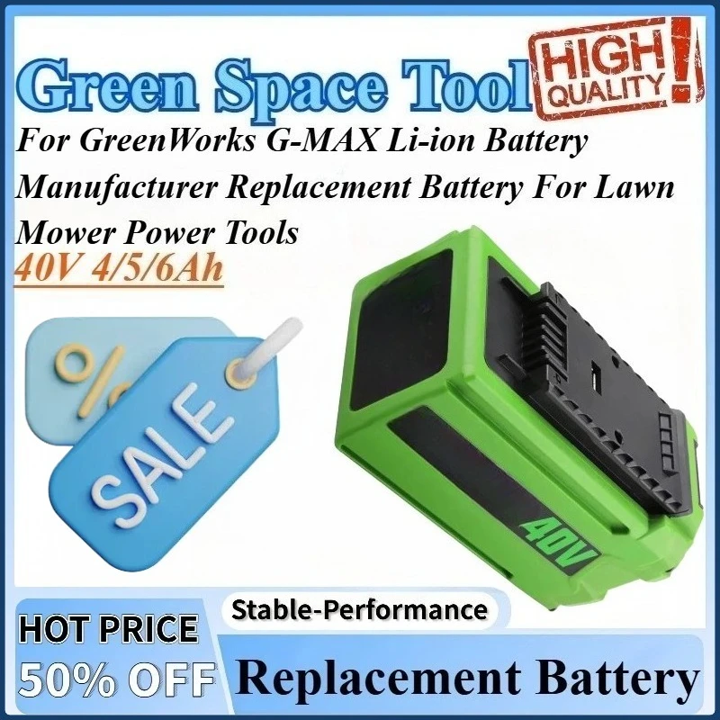 

40V 6Ah Li-ion Battery For Greenworks Batteries Replacement Battery For GreenWorks G-MAX Manufacturer For Lawn Mower Power Tools