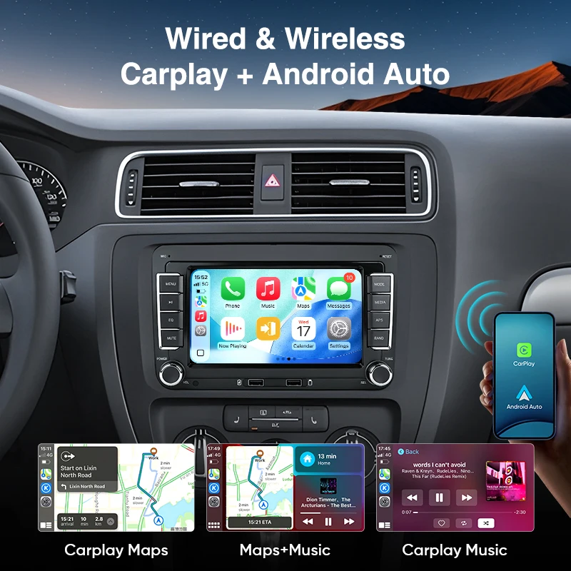 Radio de coche AINAVI, Carplay inalámbrico, Android Auto para Volkswagen VW Passat B6 B7 Polo 5 Jetta MK6 Golf 6 Tiguan 1 Touran Scirocco Sharan Amarok Multivan T5 CC Beetle 2005-2017 4