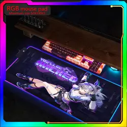 Honkai Star Rail Silver Wolf Mouse Pad RGB Maximum size50x100 Gaming Mousepad Game Large LED Rubber Mat Laptop Desktop Game Pad
