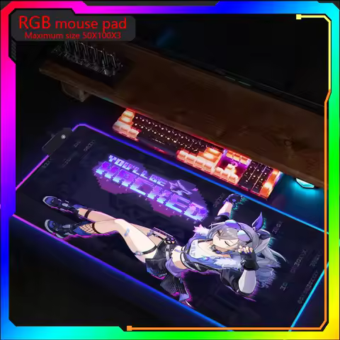 Honkai Star Rail Silver Wolf Mouse Pad RGB Maximum size50x100 Gaming Mousepad Game Large LED Rubber Mat Laptop Desktop Game Pad