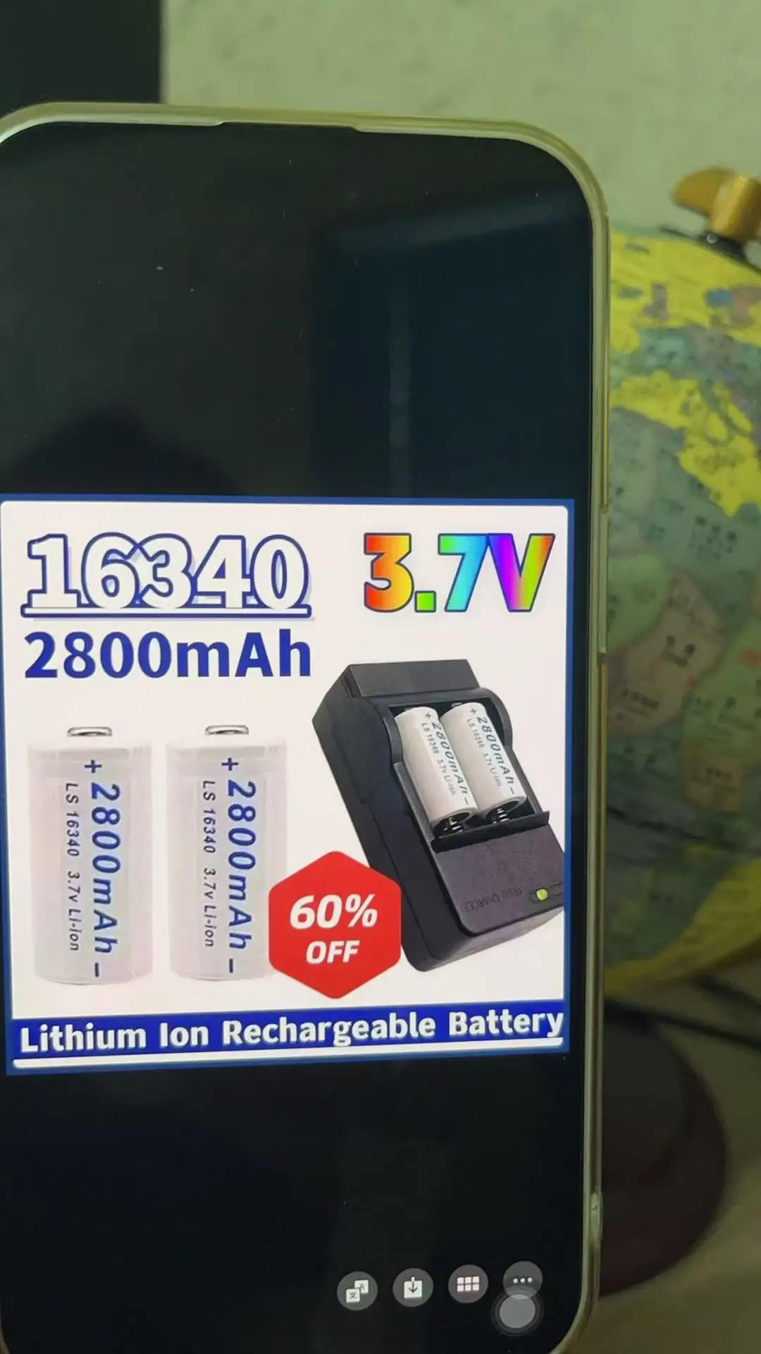 

2800mAh 3.7V 2.8ah NEW CR123A RCR 123 ICR 16340 Battery Safety Camera Rechargeable Battery Lithium Ion L70 Plus Charger