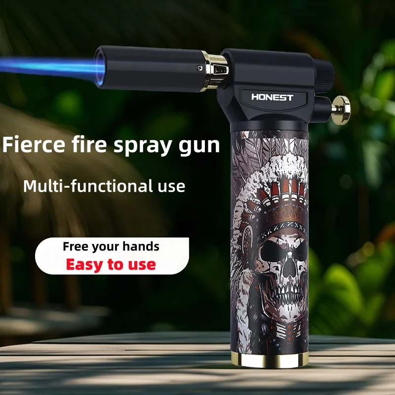 

Multi Functional Direct Fire Spray Gun Lighter Outdoor Windproof Metal Inflatable Cigar Lighter Barbecue Kitchen Flamethrower