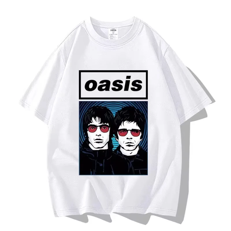 

British Street Oasis Band Oasis Loose Fashion Versatile Trendy Brand Short-sleeved Clothes Half-sleeved Cotton Couple T-shirt