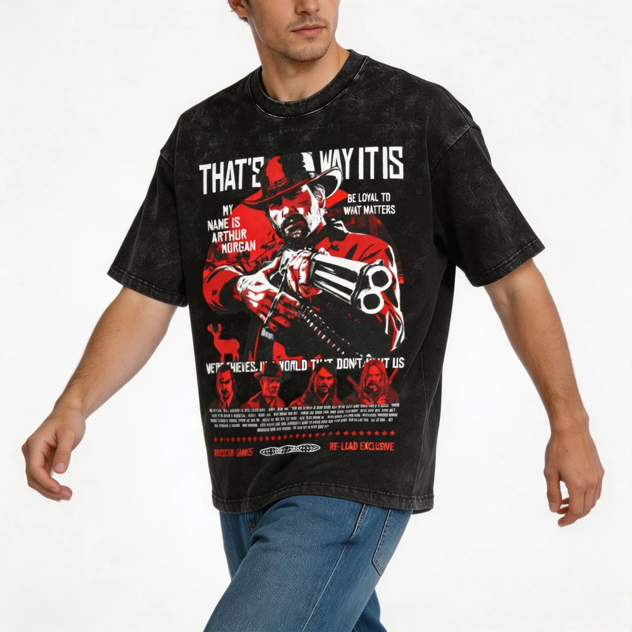 Vintage Red Dead Redemption Casual Street Summer Print Women's Tshirt Unisex Tee Top Men's Cotton Short Sleeve Washed T Shirt