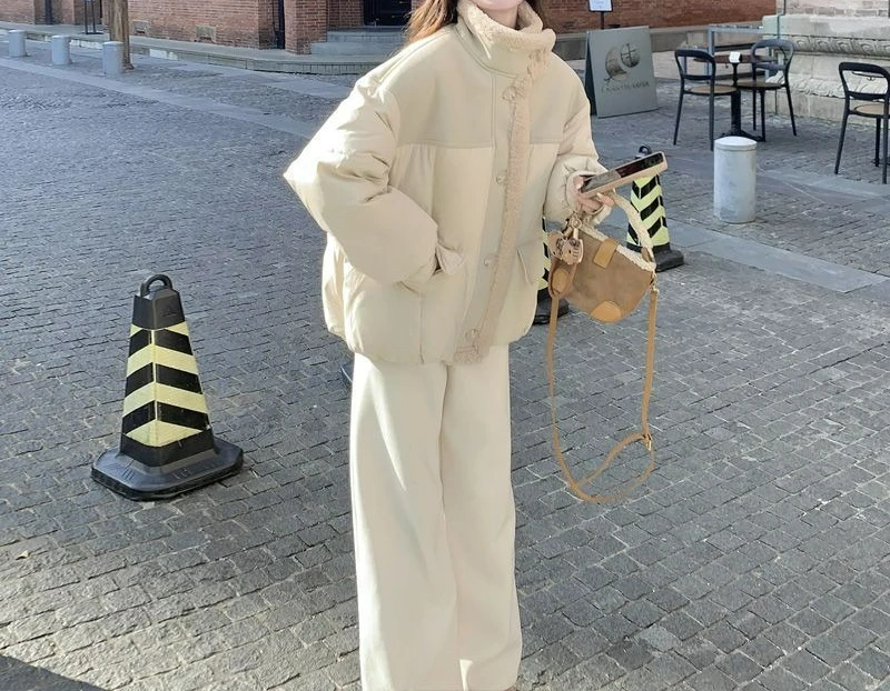 

2025 Winter New Women's Short Patchwork Cotton Jacket Casual Fashion Versatile Coat