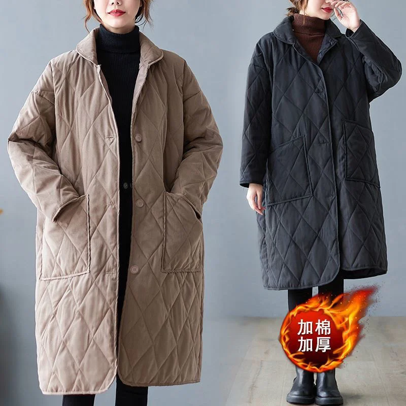 Female Mid-length Loose Parkas Top Outwear Winter Women Large Size 4XL Down Cotton Coat Korean Lady Fashion Cotton Padded Jacket