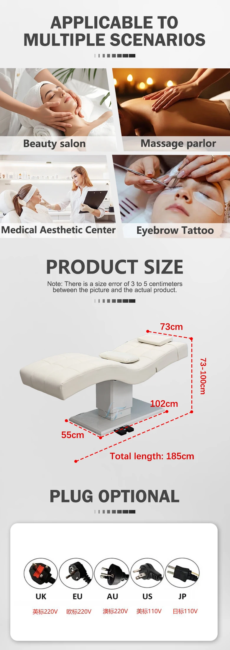 Luxuriöses Fußgesteuertes Schönheitsbett, Massagebett mit Ergonomischer Rückenlehne, Verstellbares Spa-Bett, Individuelle Lederfarbe für Salons – Detail 7