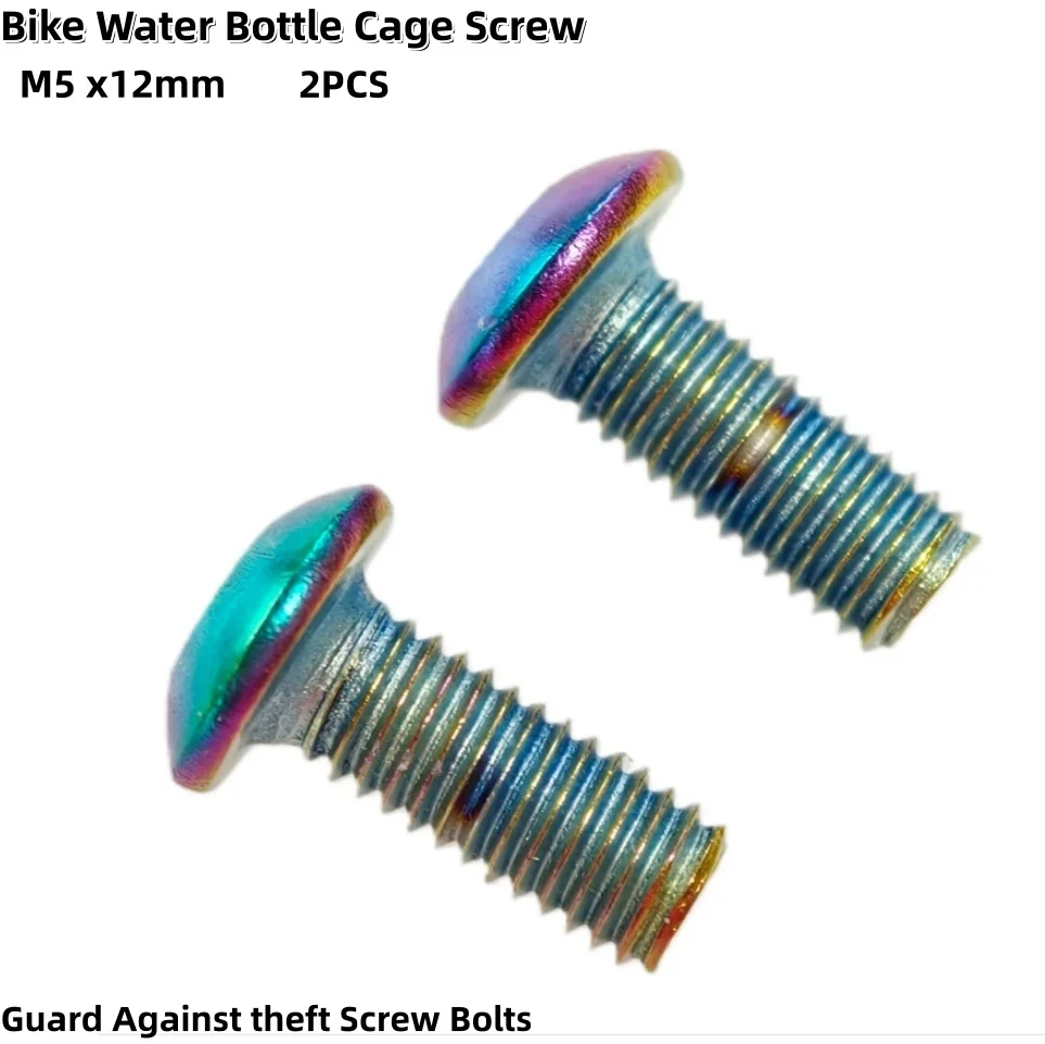 

Bike Water Bottle Cage Screw Guard Against theft Screw Bolts M5 x12mm Plating colorful steel Screw bike parts 2pcs