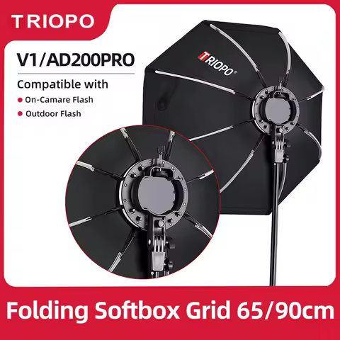 Triopo KX65 65cm KX90 90cm Speedlite Octagon Umbrella Softbox + Honeycomb Grid Outdoor Flash Soft Box for Godox V1 Speedlite
