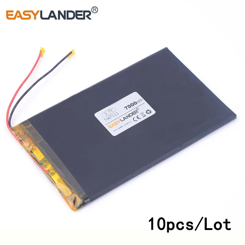 

10pcs/Lot 3.7V 7000mAH 7067112 lithium Li ion polymer rechargeable battery for POWER BANK;tablet pc,,,ainol,ampe