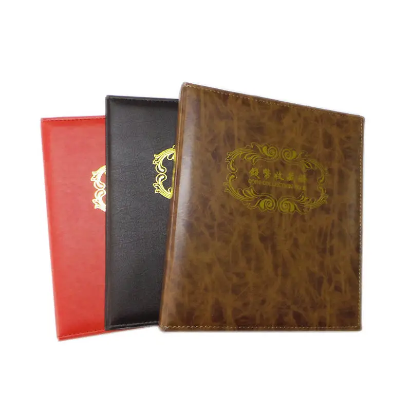 High Quality Coins/Paper Money Collection Book PU leather Empty 3 Rings Collection Album Most Put 40 pcs Loose-leaf 3 Hole Sheet