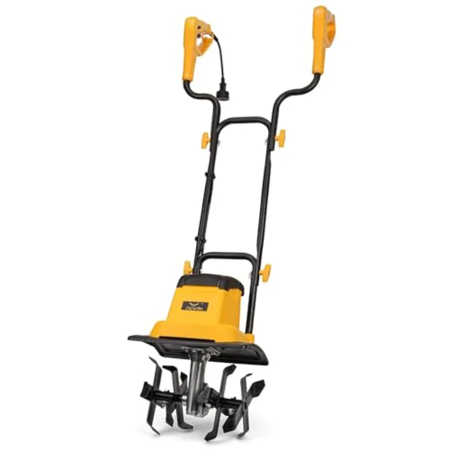 8.5AMP 12Inch Corded Tiller Cultivator 8-inch Depth Rototillers for Gardening, 360RPM Electric Garden Tiller with LT-201D Socke