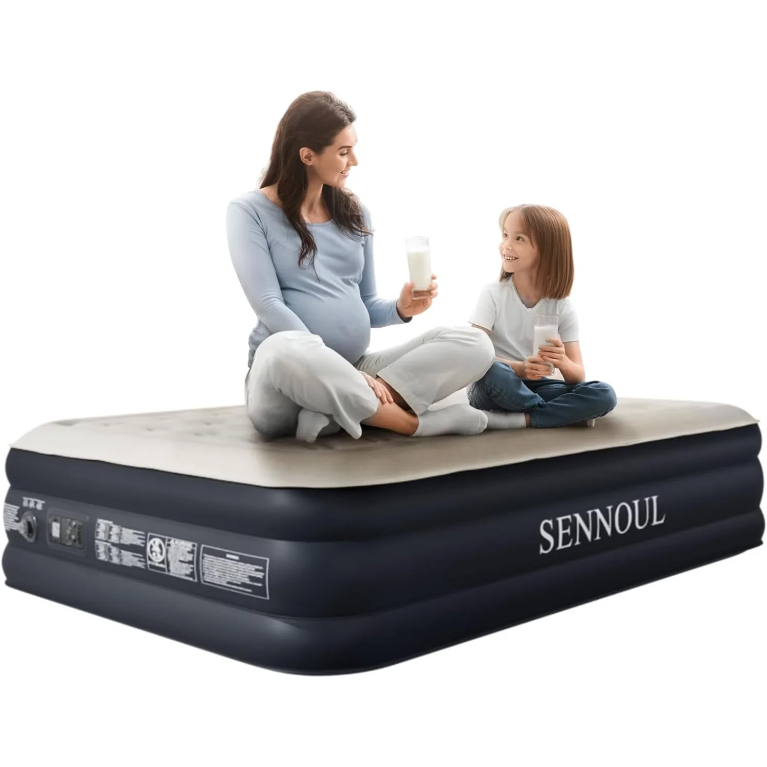 

Air Mattress with Built in Pump - Upgraded Twin Blow Up Mattress, 2 Mins Quick Self with Double Air Chamber,16"/550lbs Max