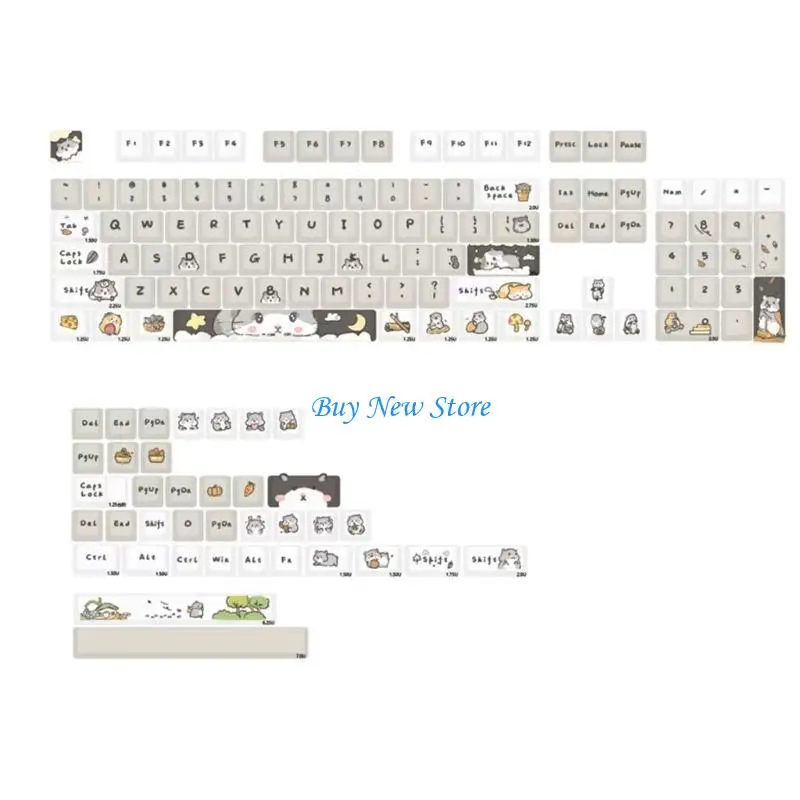 

20CE Keycaps XDA Profile Cartoon Gray Mouse PBT DyeSublimation 141 Keys Keycap Suitable for CrossCore Mechanical Keyboards
