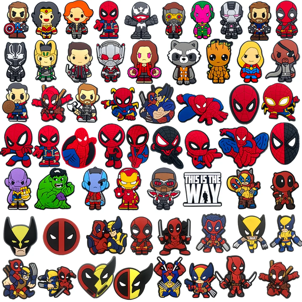 

MINISO Cute Disney Marvel superhero PVC shoes charms cute Cartoon DIY Sandals Accessories for clogs Decorations boy kids gift