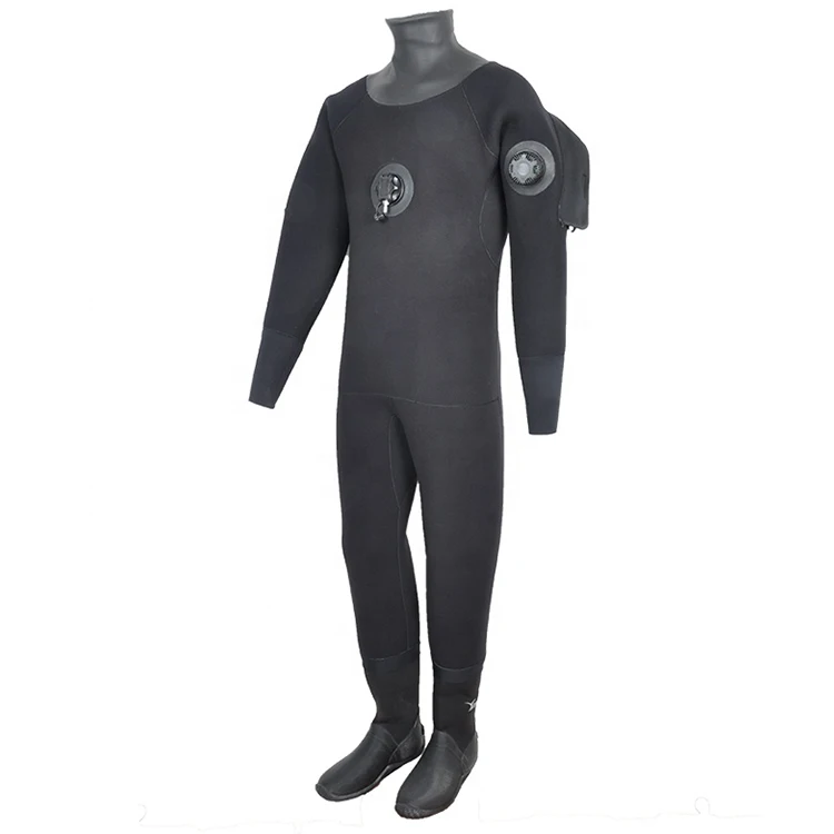 Men's Water Rescue Dry Clothes, Waterproof Diving Chloroprene Rubber Dry Clothes with Boots