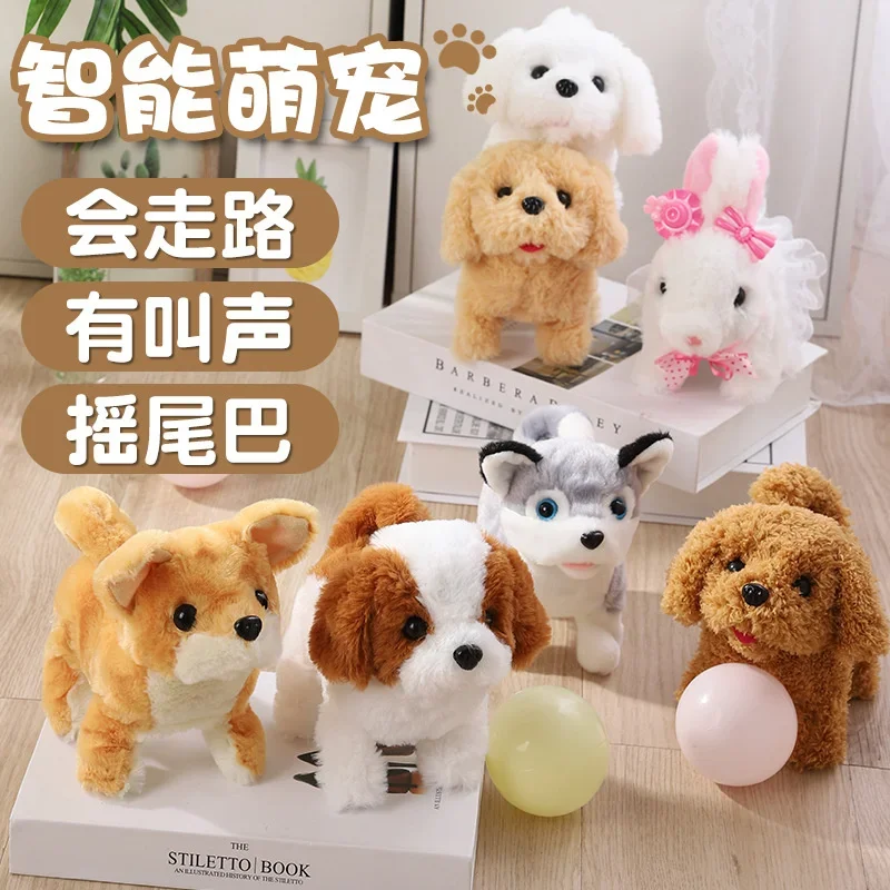 Elektronische slimme schattige hond elektrisch pluche konijn zal lopen grappig hondenspeelgoed 1-3 jaar oud