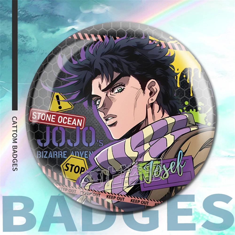 58mm Anime JoJo's Bizarre Adventure Jonathan Joestar Josuke Higashikata Cosplay COSTUME Badge Pin SPTE Tinplate Brooch﻿ Gift