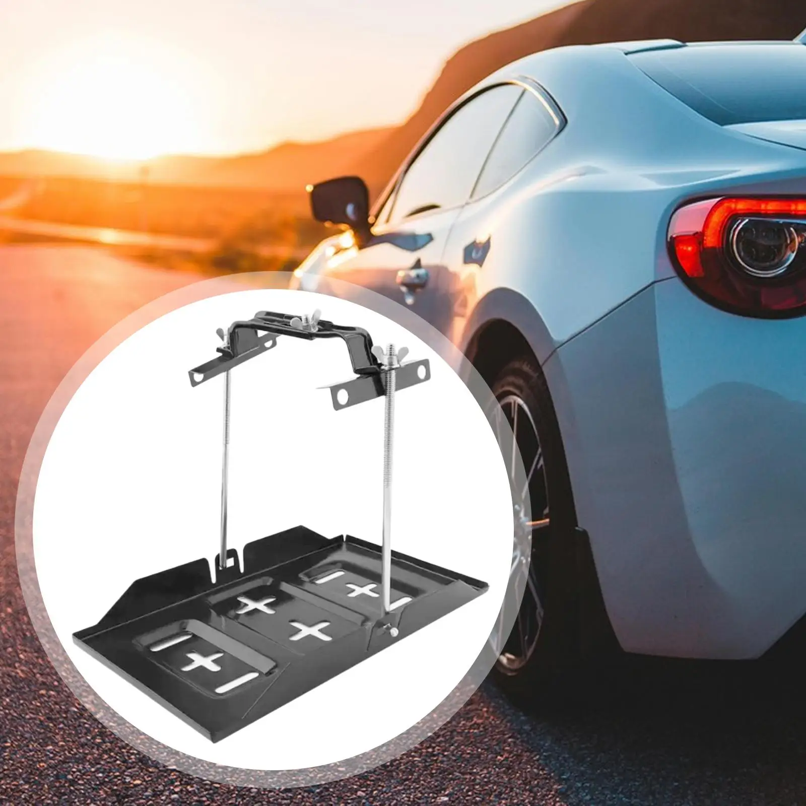 Battery Hold Down Tray Kit, Metal Solid Storage Battery Holder for Automobile, Marine