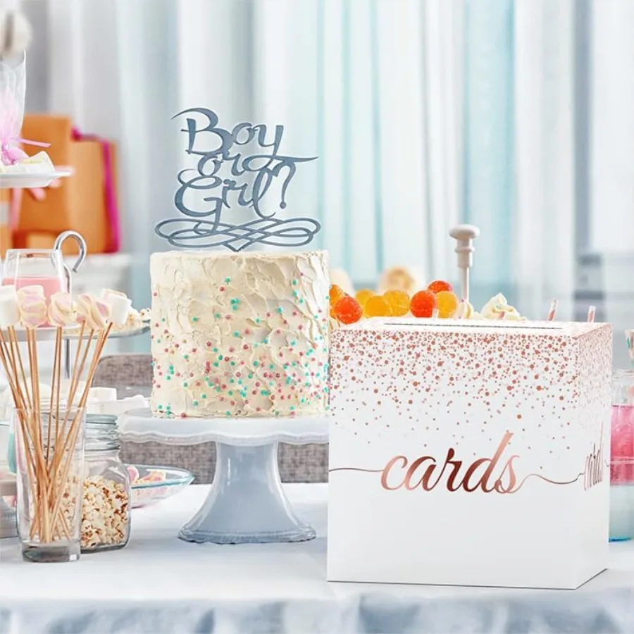 Boîte à cartes en or Rose pour anniversaire, mariage, mariée ou réception-cadeau pour bébé, anniversaire de remise de diplôme, fournitures de décoration pour fête de fiançailles M