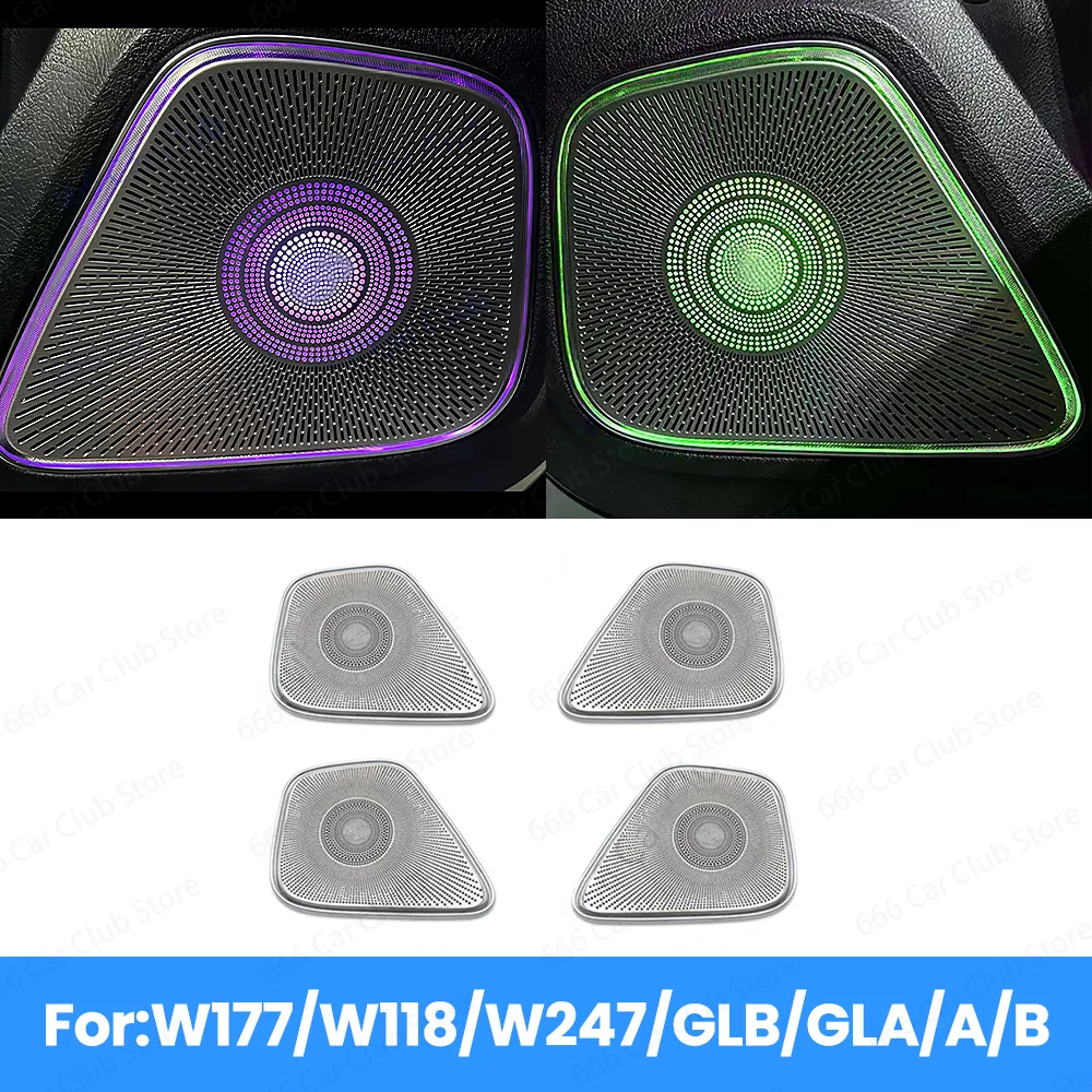 64 Colours LED Speaker Cover For Mercedes Benz W177 W118 W247 GLB GLA CLA A B Class Car Door Audio Decorative Lamp Ambient Light
