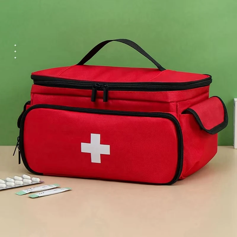 

High-Capacity Portable First Aid Kit, Travel Medicine And Medication Storage Bag Oxford Cloth Organizer Box Emergency Survival