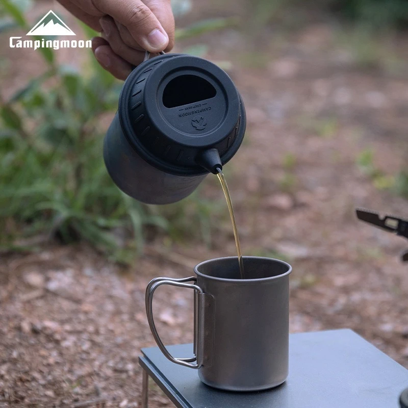 CAMPINGMOON S-GF-BK الغذاء الصف سيليكون كوب الثلج غطاء التخييم القهوة وعاء اليد غطاء كوب التيتانيوم غطاء