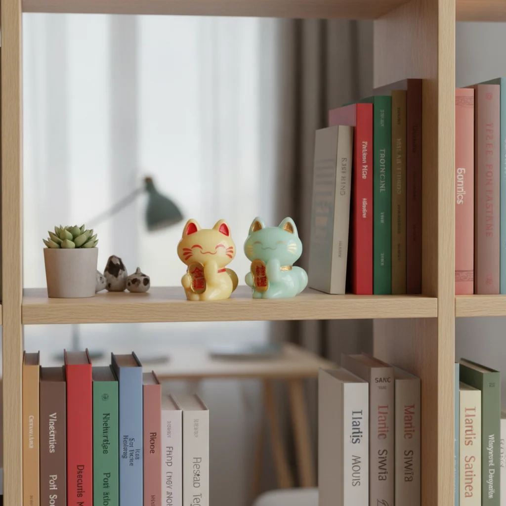 Desktop Ornament Cartoon Lucky Cat Statue Creative Cute Lucky Cat Figurine Exquisite Animal Model Miniatures Cabinet Table Desk