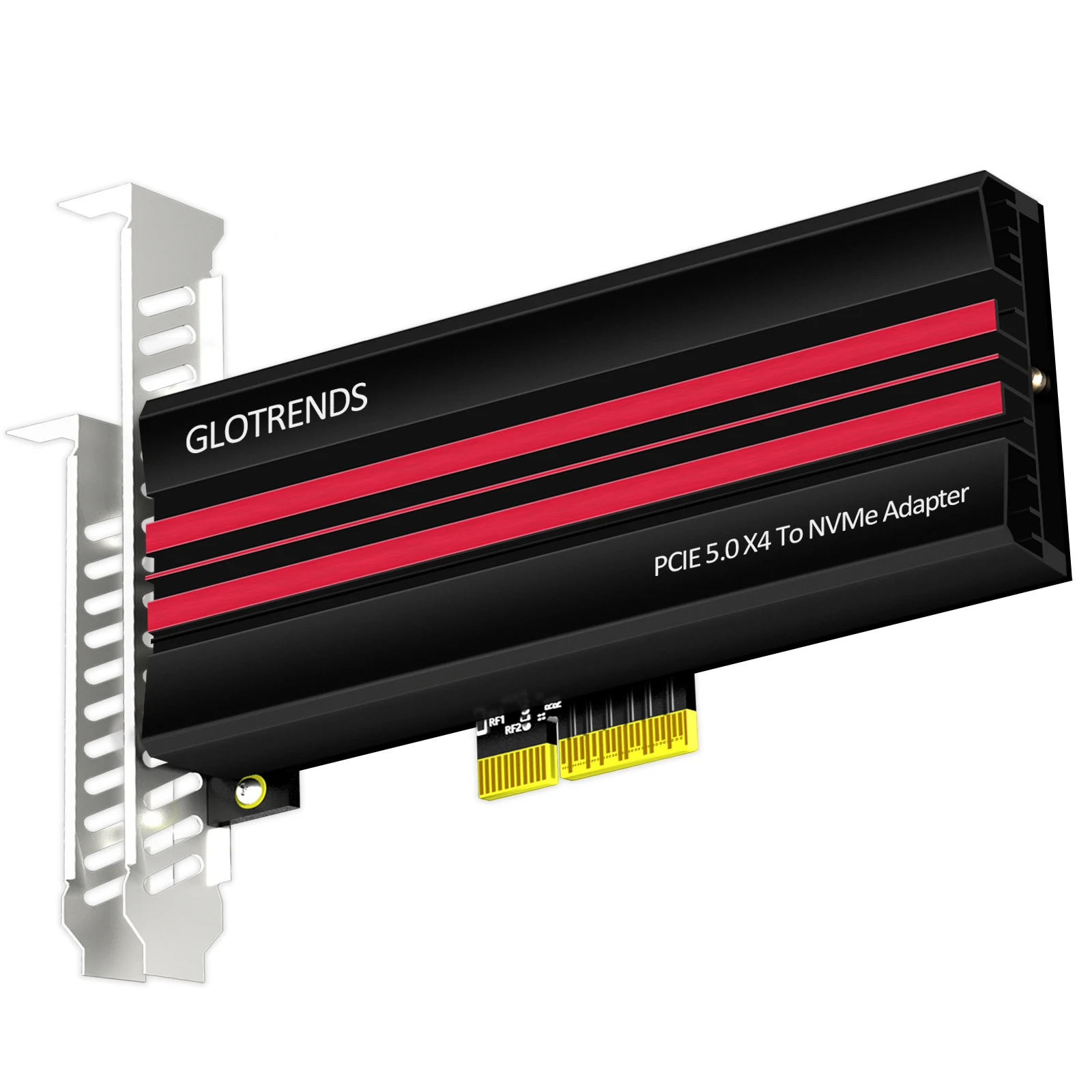 GLOTRENDS PA19 M.2 NVMe to PCIe 5.0 X4 Adapter for M.2 NVMe SSD, Large Aluminum Heatsink Cover, Regular and Low-Profile Bracket