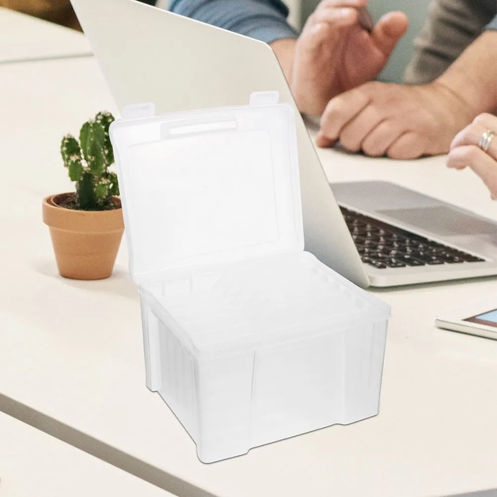 

Photo Organizer Box Plastic Storage Container with Adjustable Dividers for Photos Documents Scrapbooking Desktop Home Office