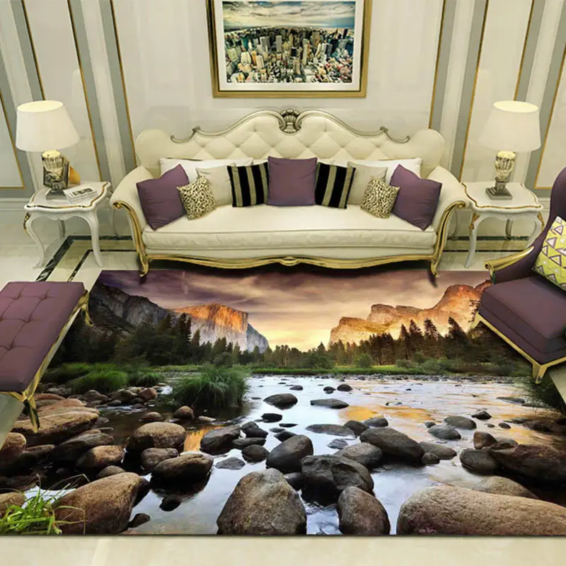 Forest Natural Landscape Carpet Floor Mat Home Decoration Living Room Luxury Lake Non-Slip Bedroom Bedside Table Area Carpets