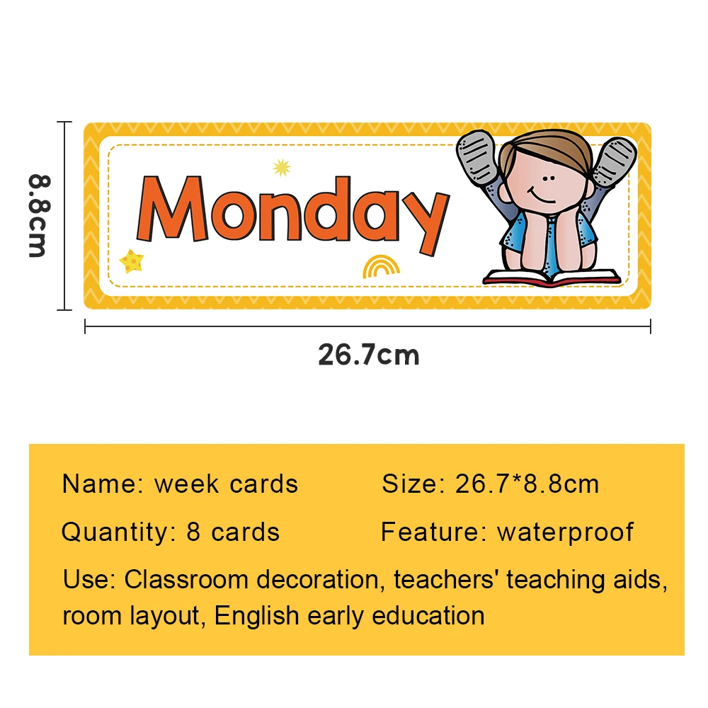 Day of The Week Learning Flashcards English Teaching Aids Kids Homeschool Supplies Educational Posters Classroom Decoration