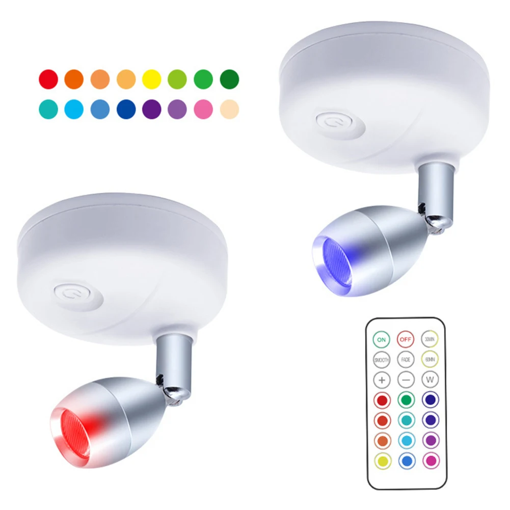 Led Wireless Spotlight 13-color 3 Dimming Modes Adjustable Angle Remote Control Rgb Spot Lamp With Timing Function