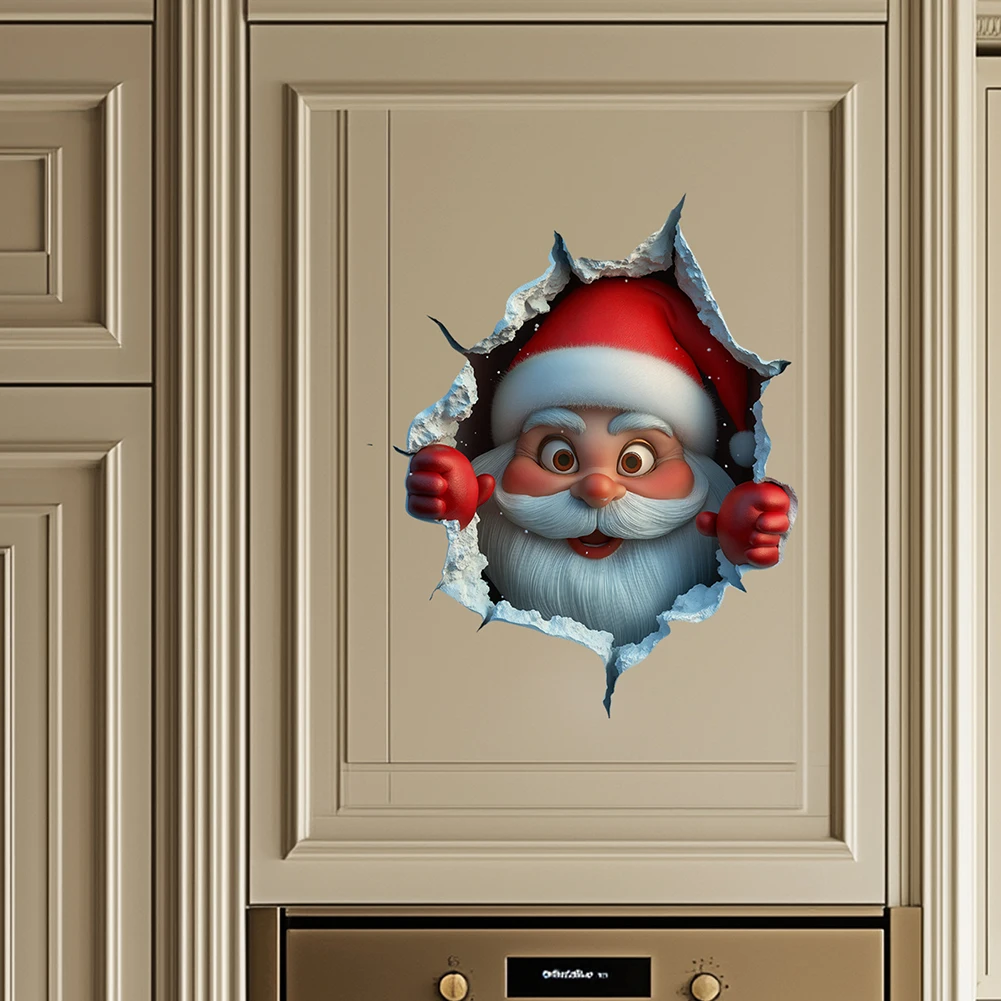 Wandaufkleber mit lustigen Weihnachtsfiguren, 3 Stück, selbstklebend, wasserdicht, Urlaubsdekoration, festliche Wanddekoration, perfektes Geschenk