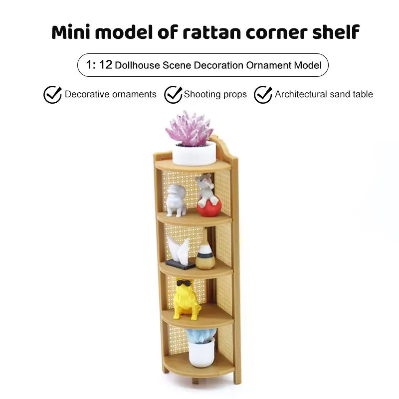 

Dollhouse Corner Storage Rack 112 Scale Mini Shelf Model for Playhouse Living Room Scenes